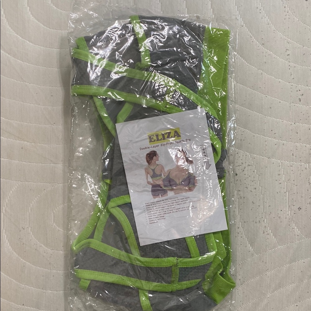 Eliza Gray and Green Double Layer Sports Bra